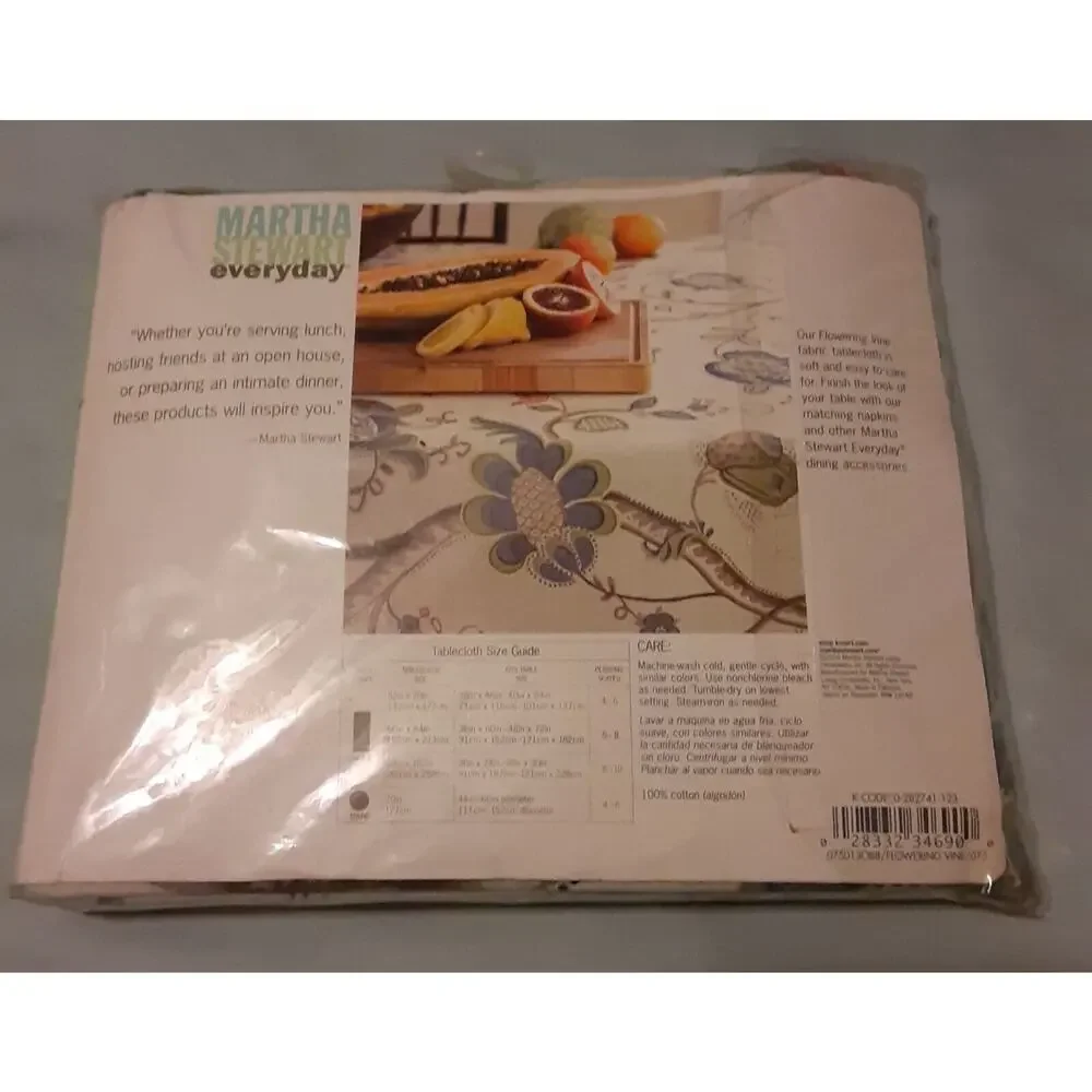 Vintage Martha Stewart Everyday Flowering Vine Tablecloth Oblong 60x84